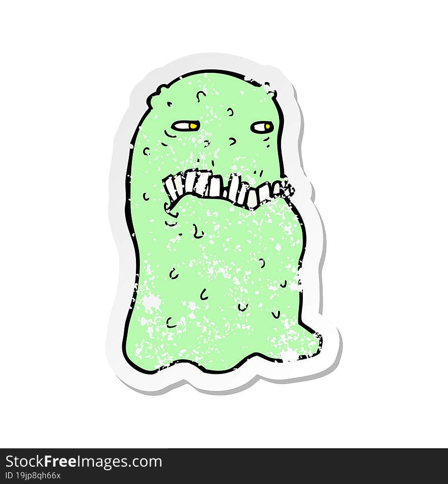 retro distressed sticker of a cartoon gross ghost