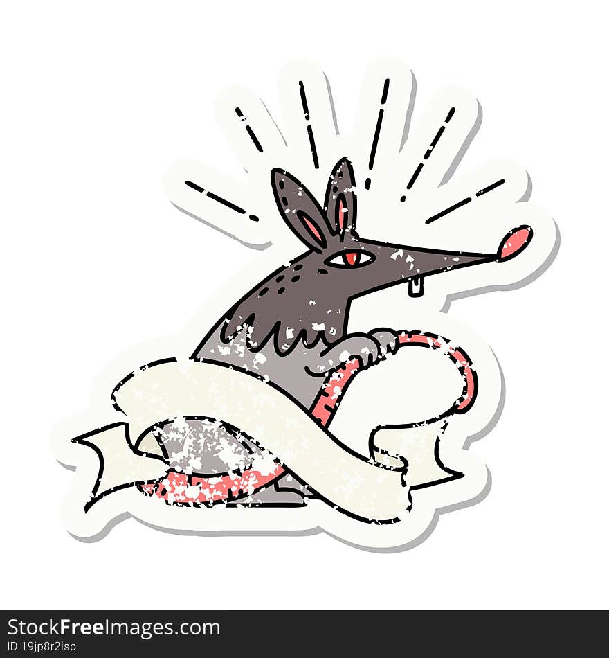 Grunge Sticker Of Tattoo Style Sneaky Rat