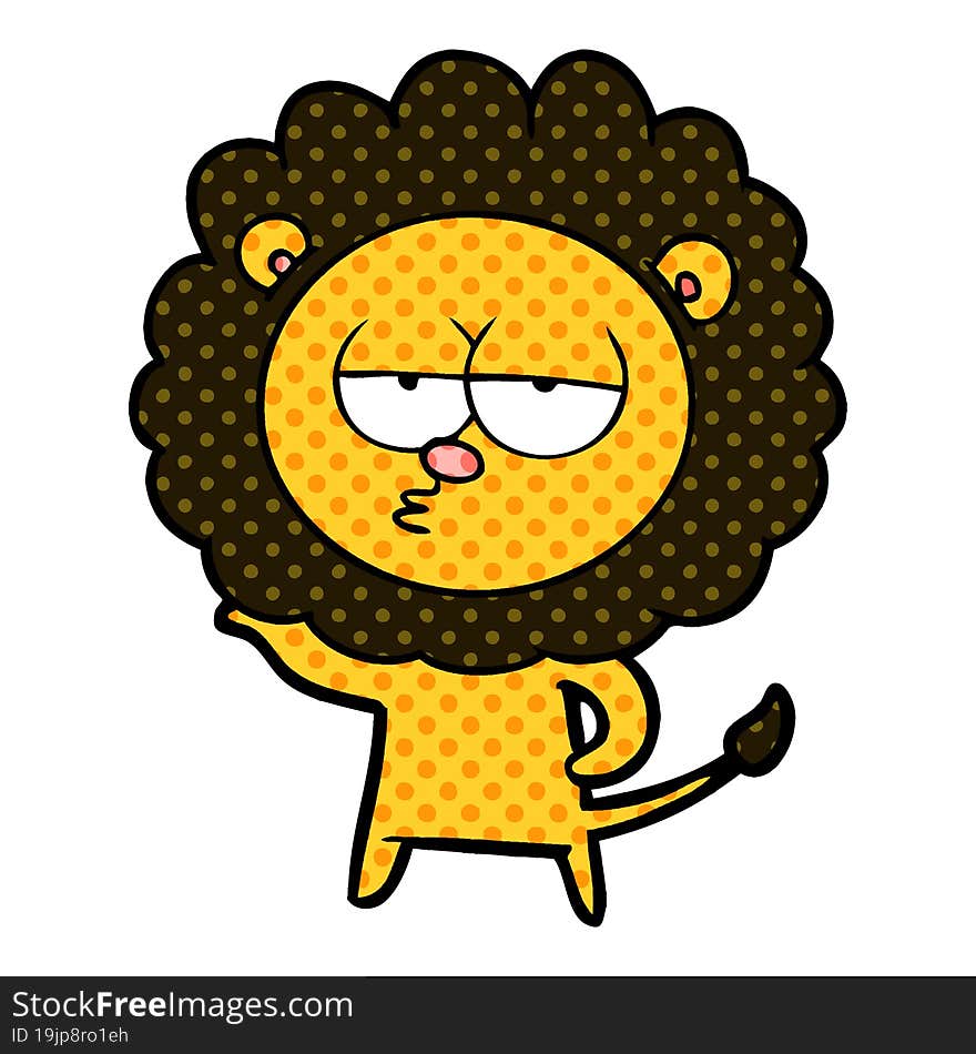 cartoon bored lion. cartoon bored lion