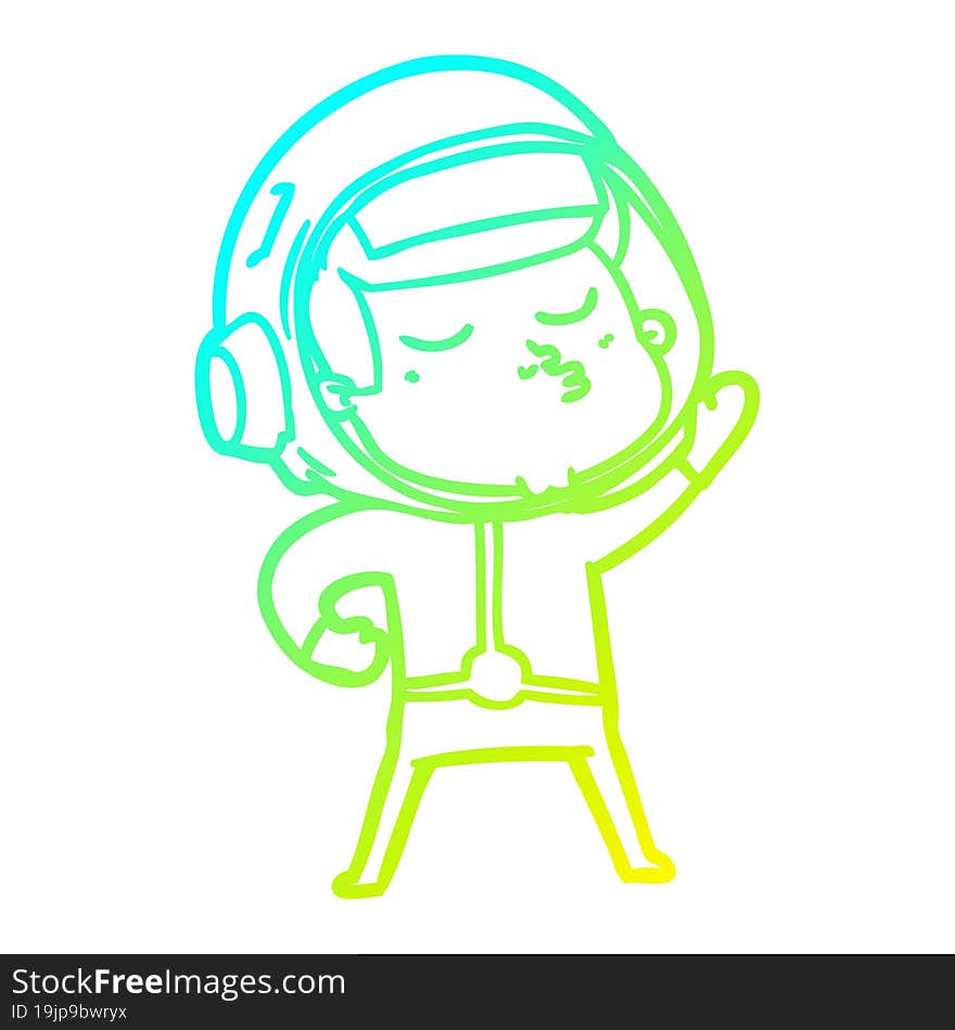 cold gradient line drawing cartoon confident astronaut