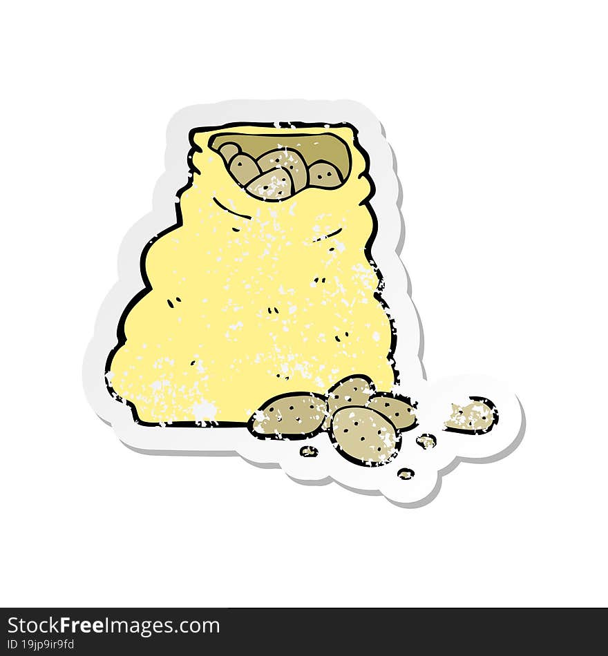 retro distressed sticker of a cartoon sack of potatoes