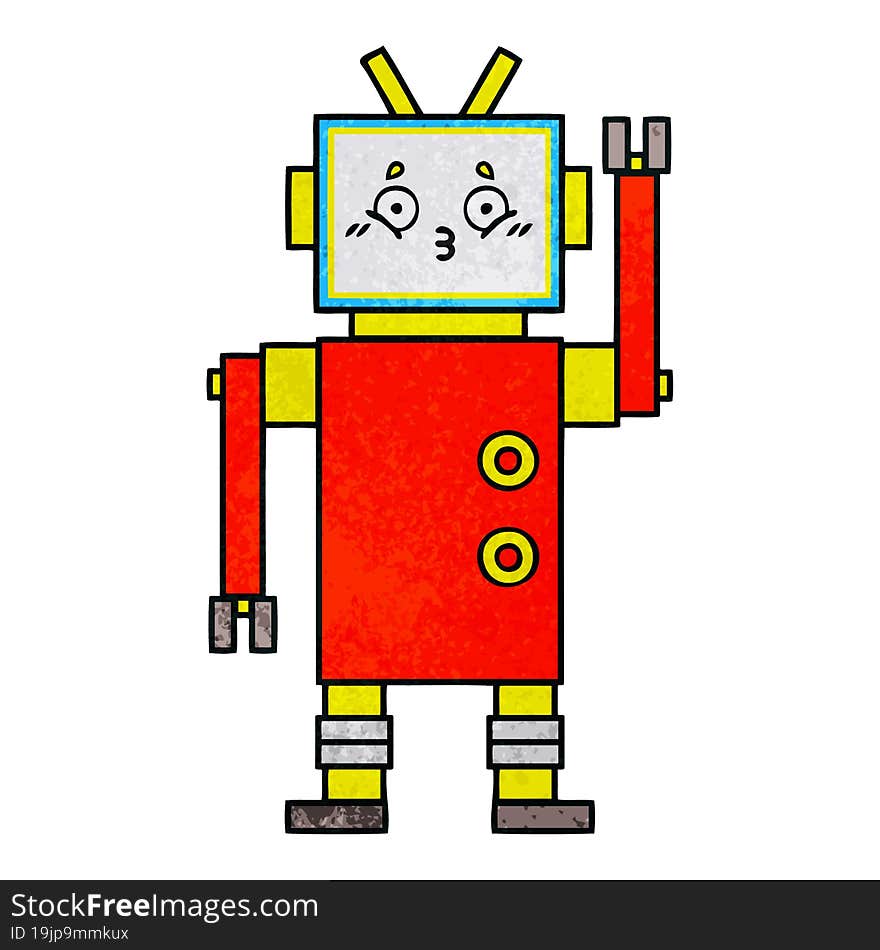 Retro Grunge Texture Cartoon Robot