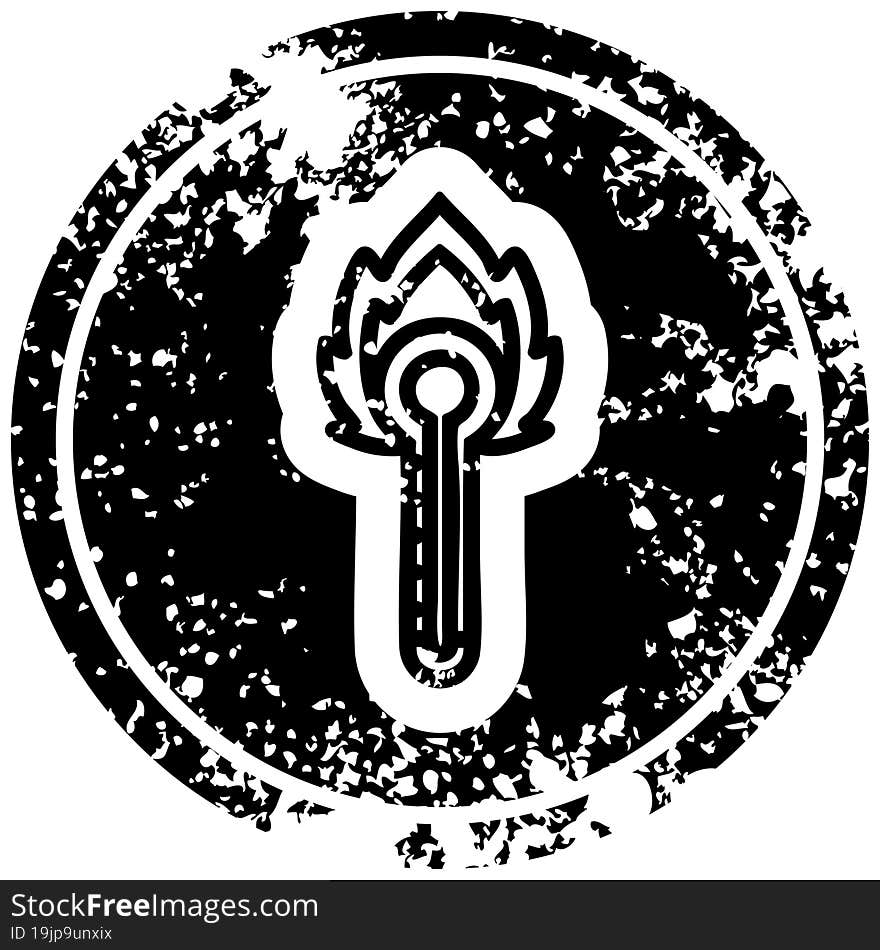 flaming thermometer distressed icon