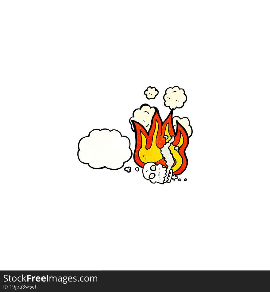 flaming skull cartoon