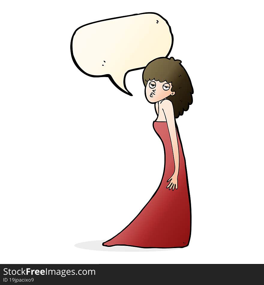 Cartoon Woman Pulling Photo Face With Speech Bubble