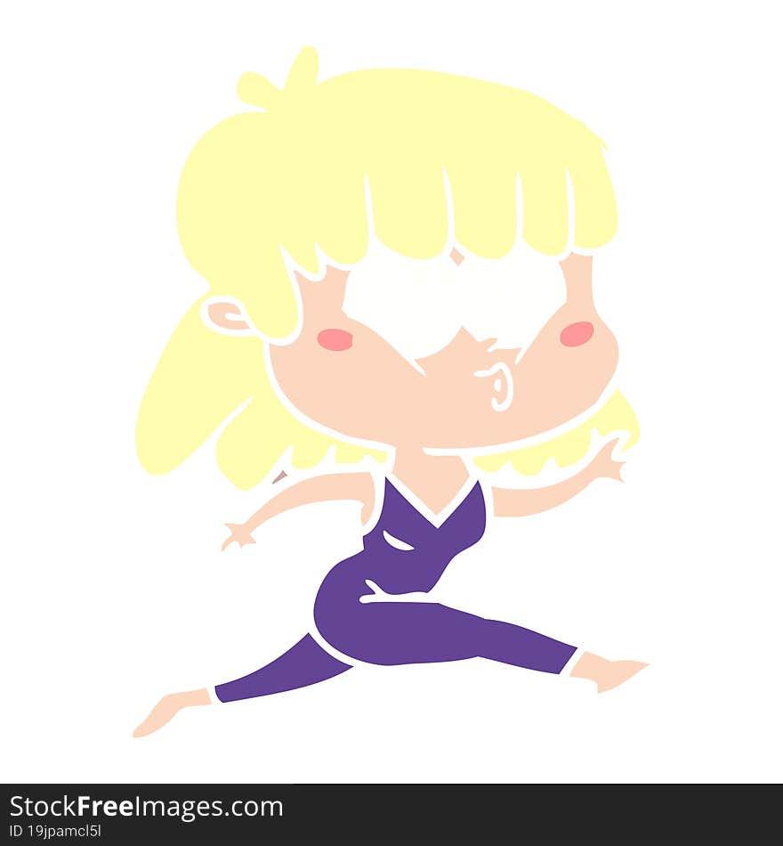 flat color style cartoon woman running