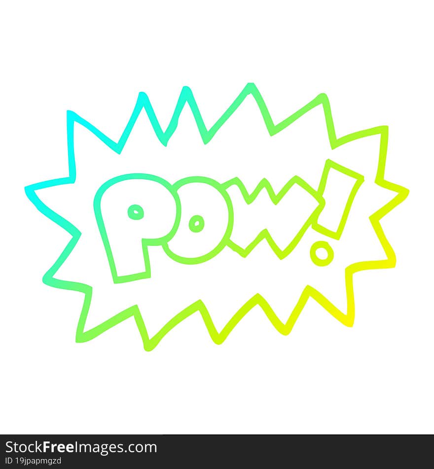 cold gradient line drawing cartoon pow symbol