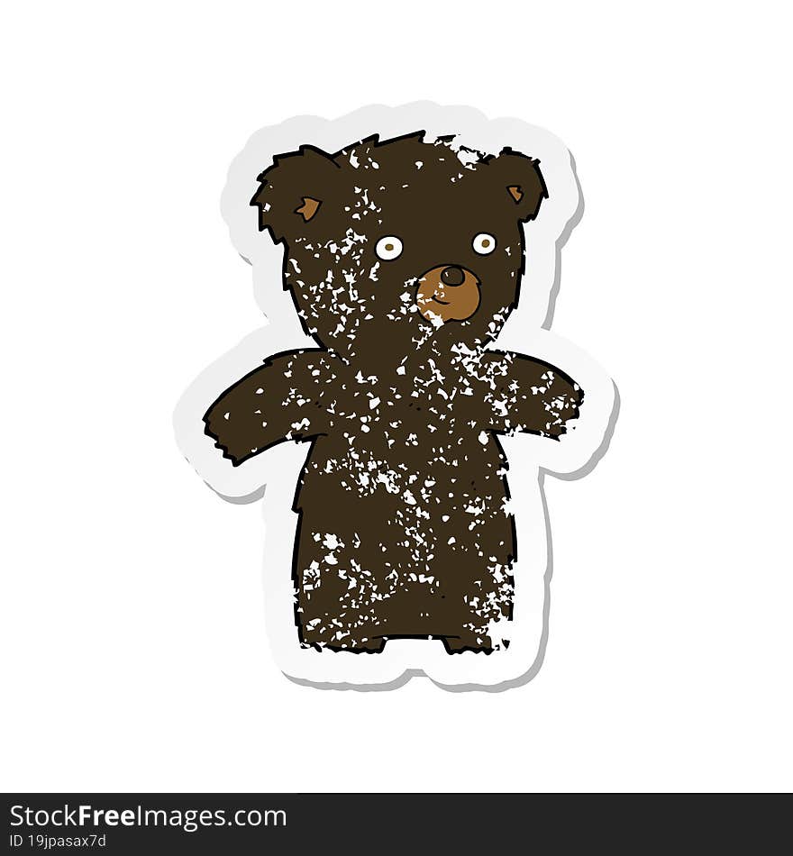 Retro Distressed Sticker Of A Cute Cartoon Black Bear