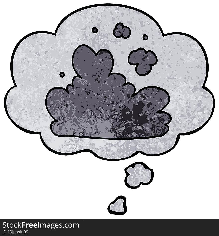 cartoon cloud and thought bubble in grunge texture pattern style