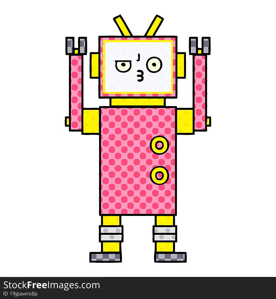 comic book style cartoon of a robot