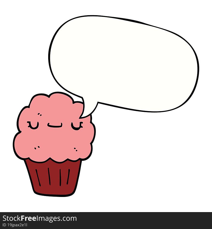 cartoon muffin with speech bubble. cartoon muffin with speech bubble