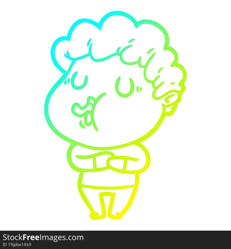 Cold Gradient Line Drawing Cartoon Man Singing