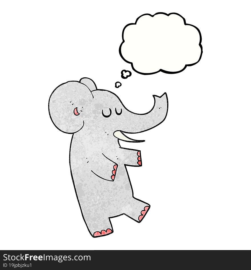 thought bubble textured cartoon dancing elephant