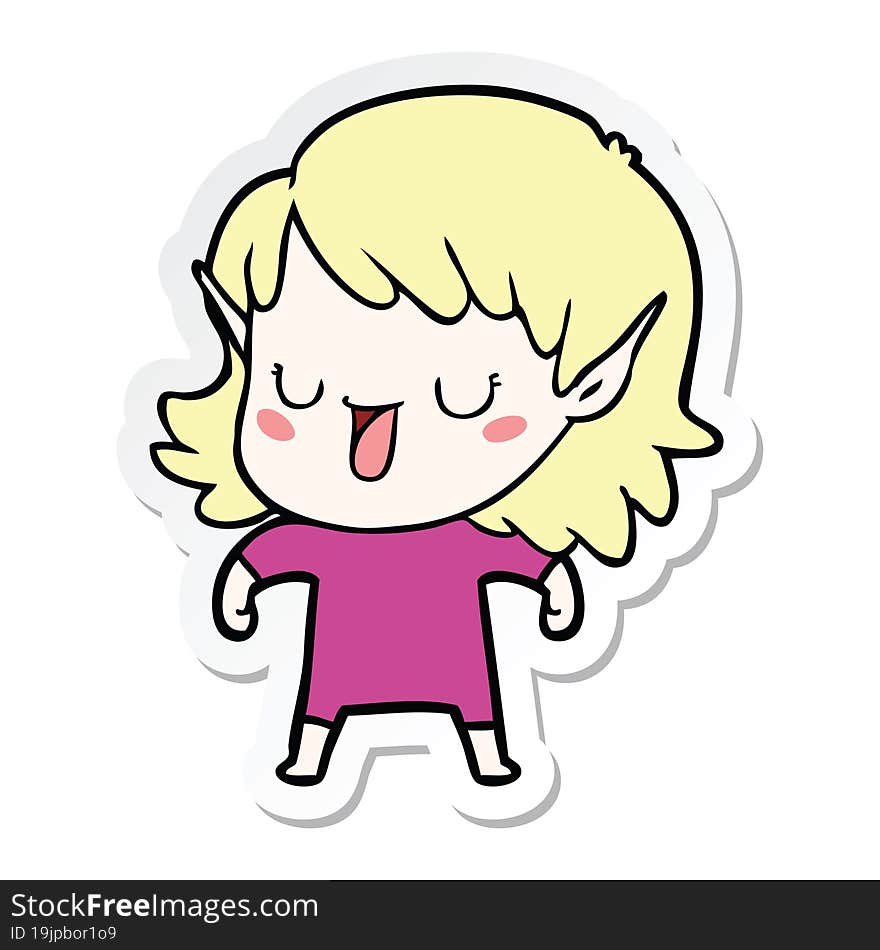 sticker of a cartoon elf girl