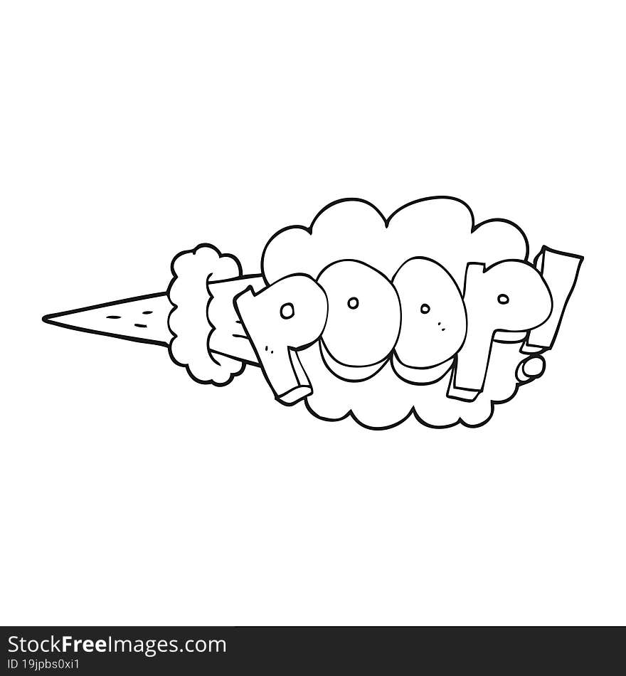 freehand drawn black and white cartoon poop explosion