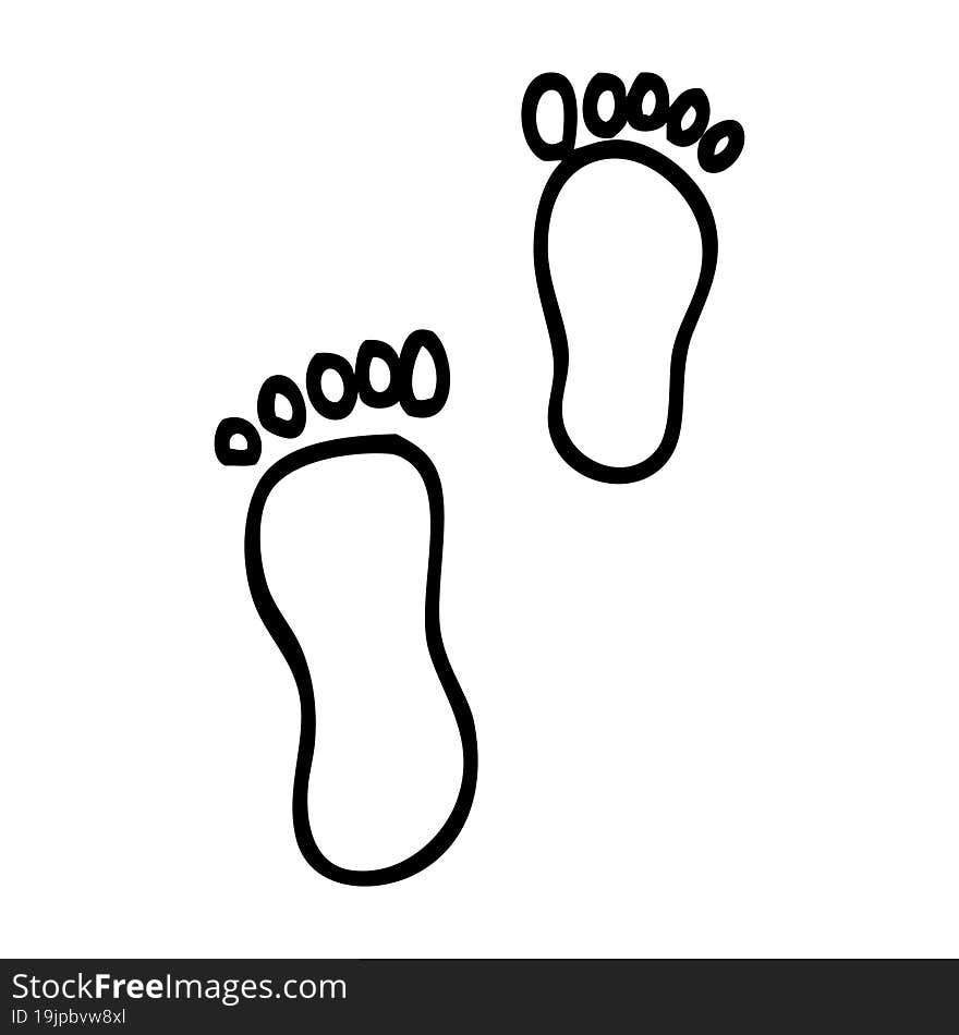 black and white cartoon foot prints