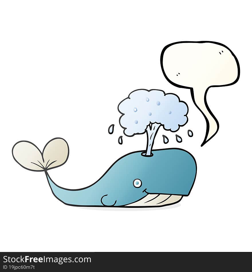 freehand drawn speech bubble cartoon whale spouting water