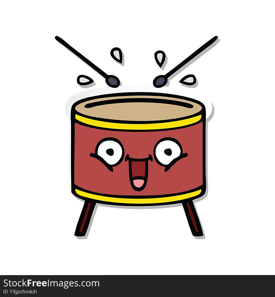 sticker of a cute cartoon drum