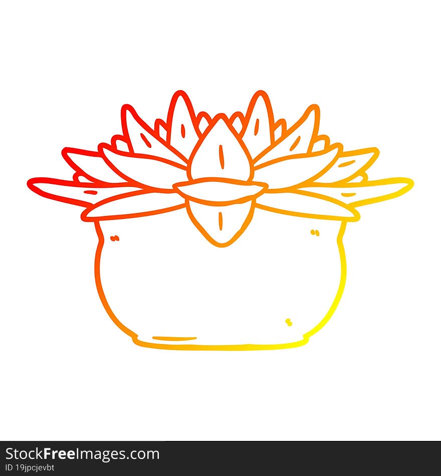 warm gradient line drawing cartoon succulent plant