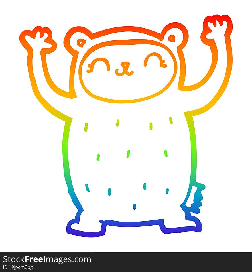 rainbow gradient line drawing cute cartoon bear