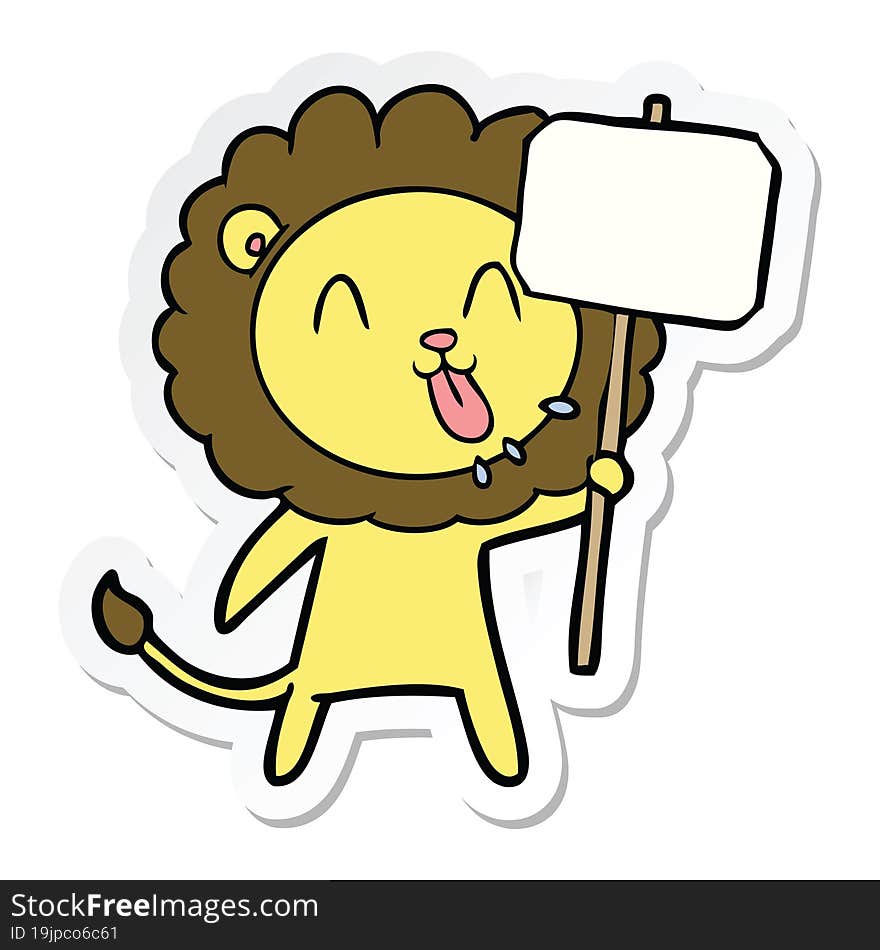 sticker of a happy cartoon lion