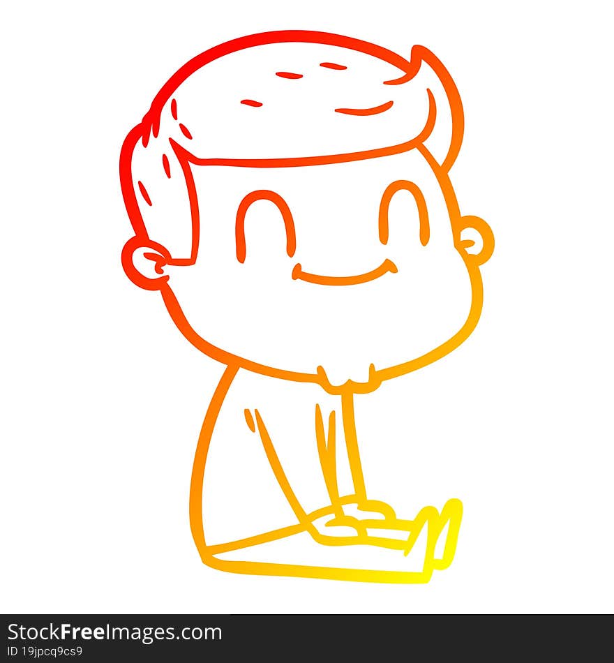 warm gradient line drawing of a cartoon friendly man