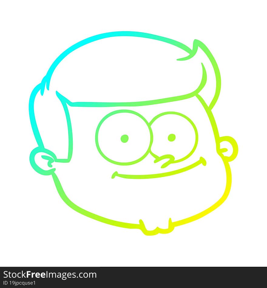 Cold Gradient Line Drawing Cartoon Male Face