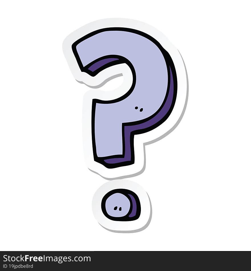 sticker of a cartoon question mark