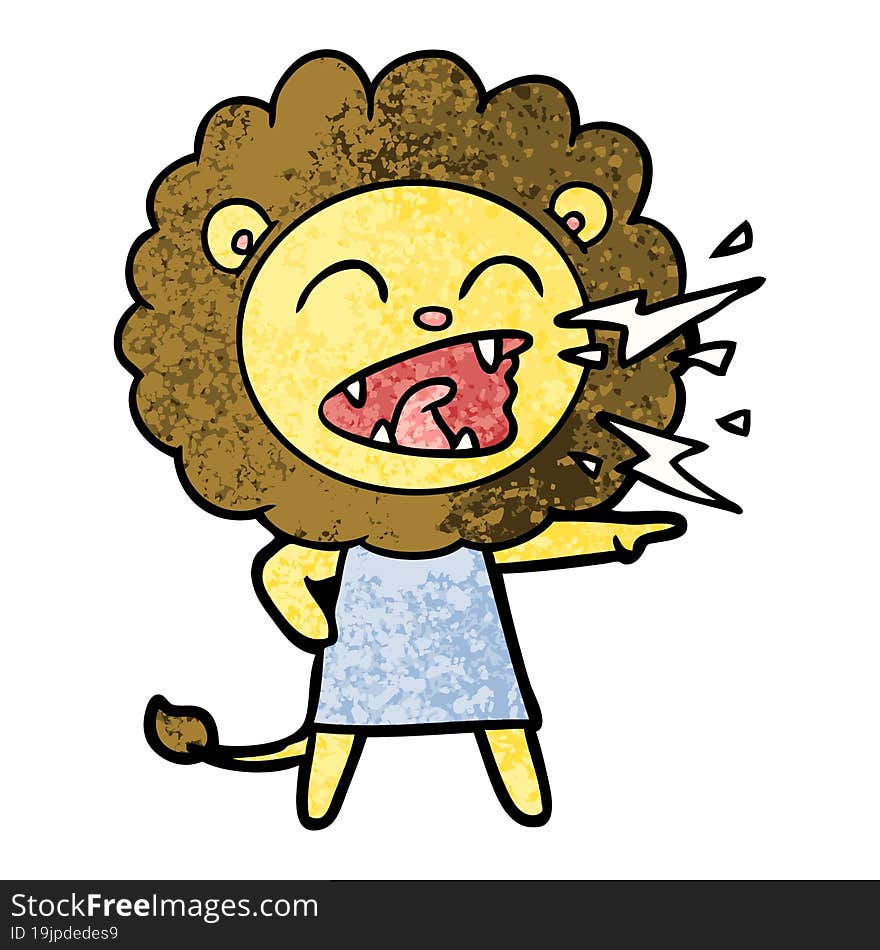 cartoon roaring lion girl. cartoon roaring lion girl