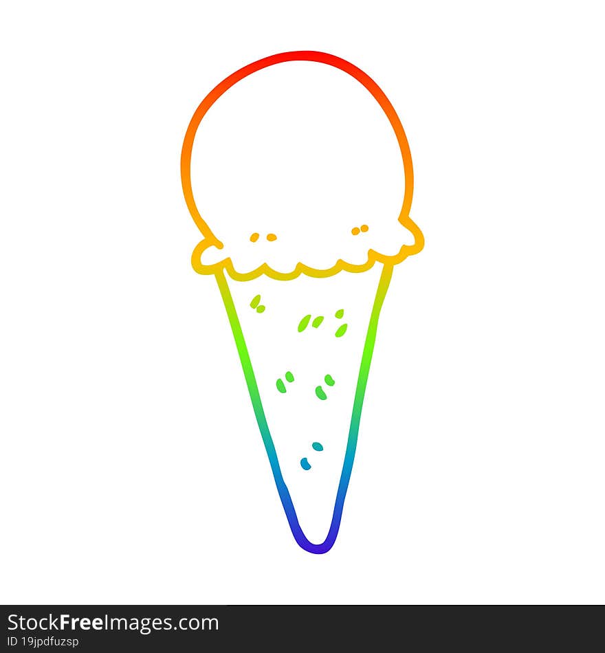 Rainbow Gradient Line Drawing Cartoon Ice Cream