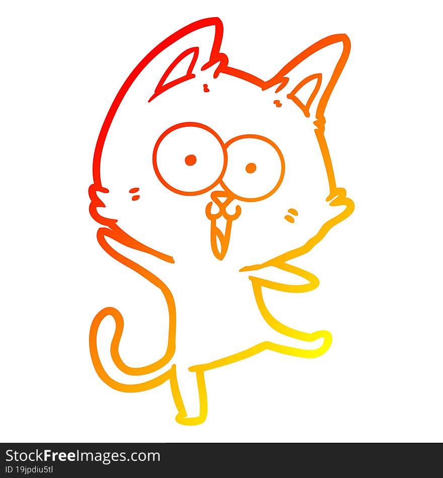 warm gradient line drawing funny cartoon cat