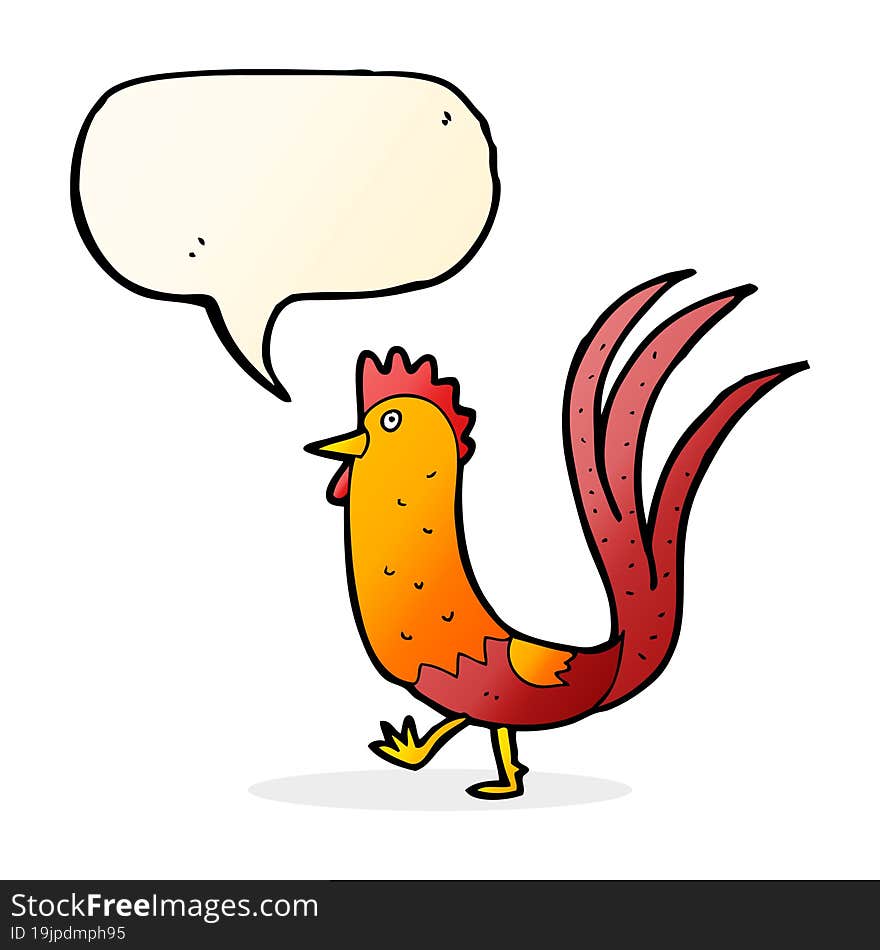 cartoon cockerel with speech bubble