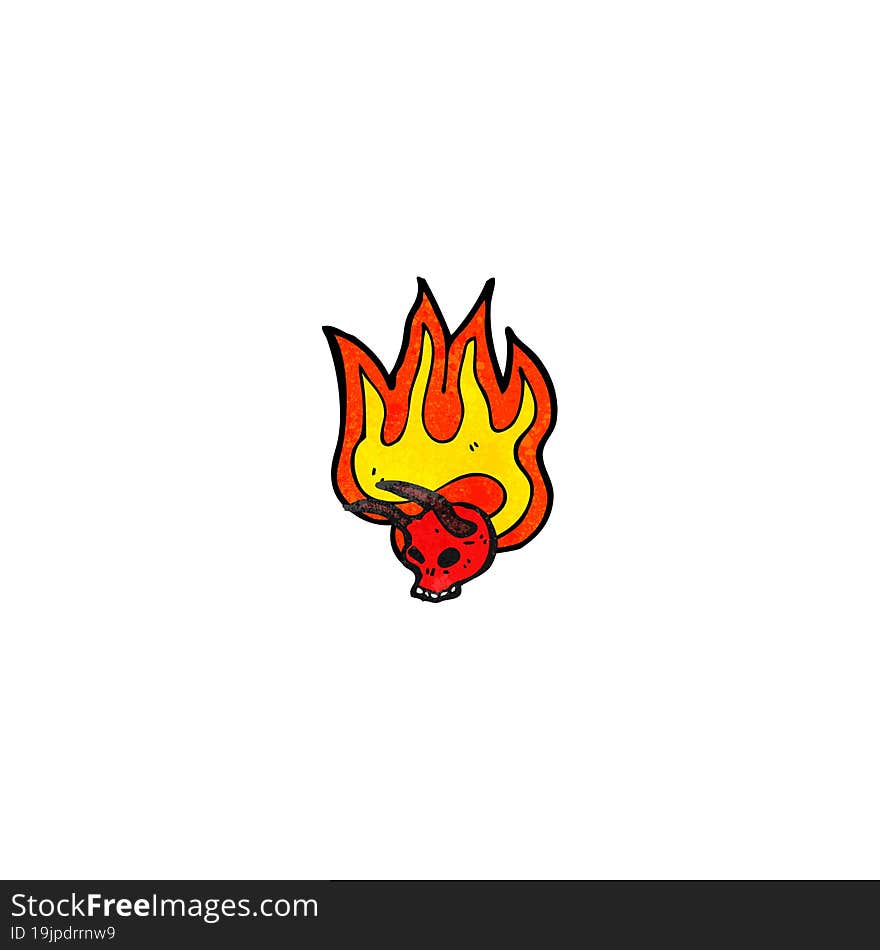 flaming skull cartoon