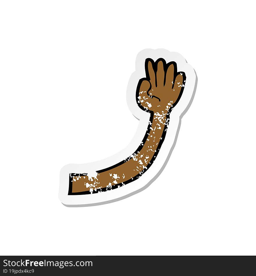 retro distressed sticker of a cartoon arm