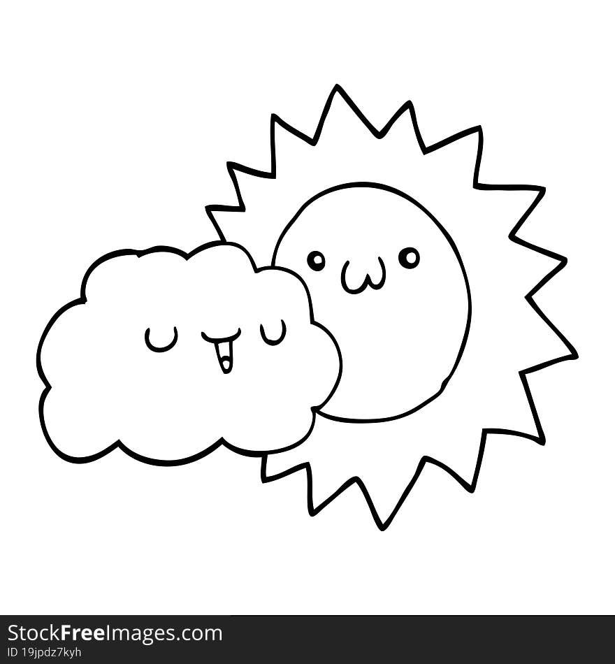 Cartoon Sun And Cloud