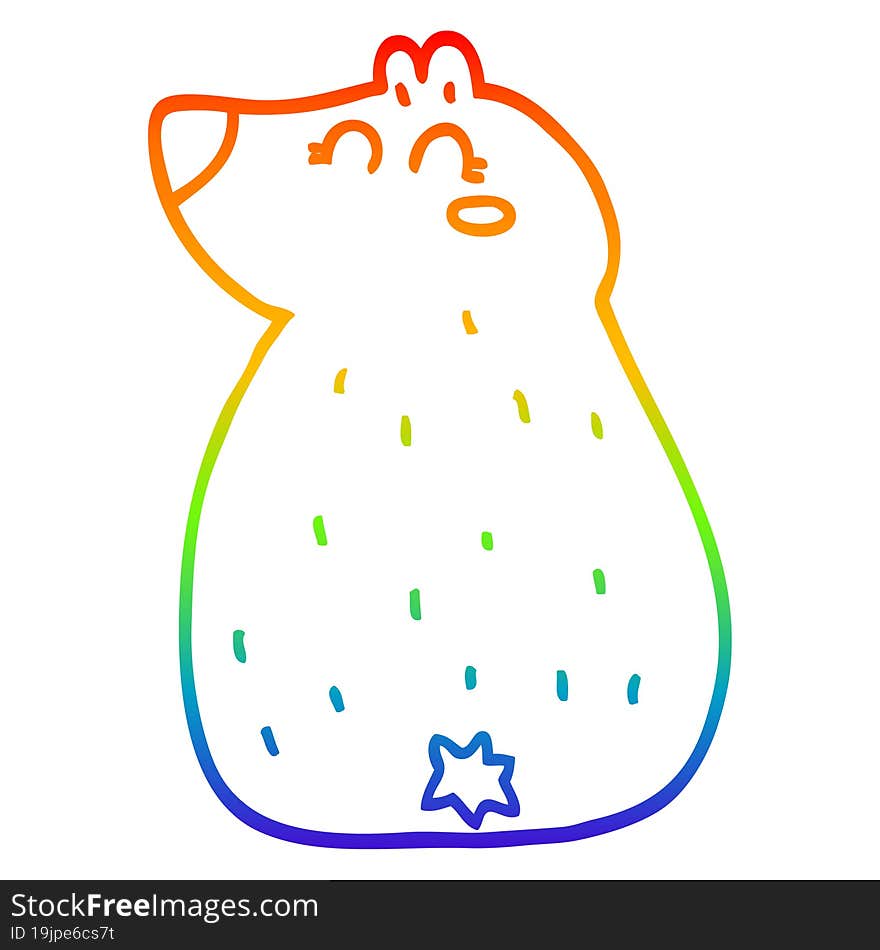 rainbow gradient line drawing cute cartoon bear