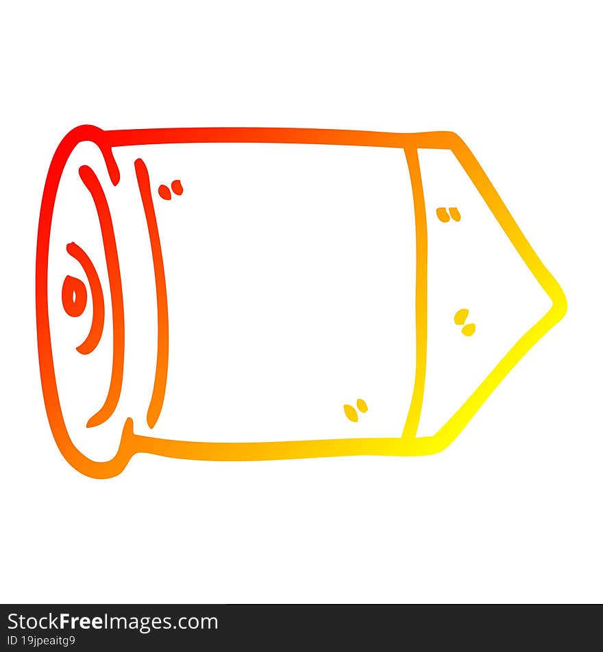 warm gradient line drawing of a cartoon golden bullet