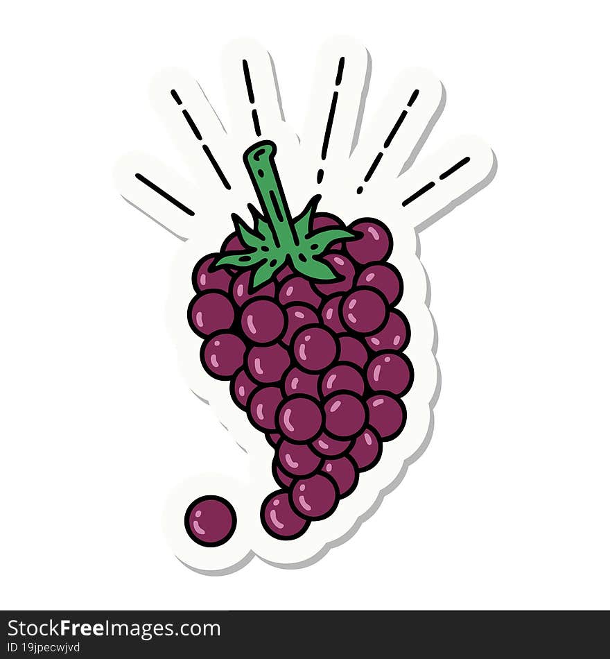 Sticker Of Tattoo Style Bunch Of Grapes