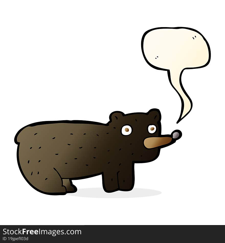 Funny Cartoon Black Bear With Speech Bubble