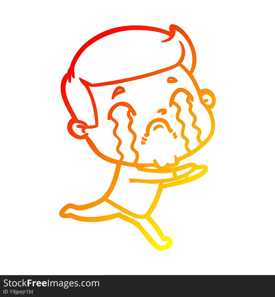 Warm Gradient Line Drawing Cartoon Man Crying