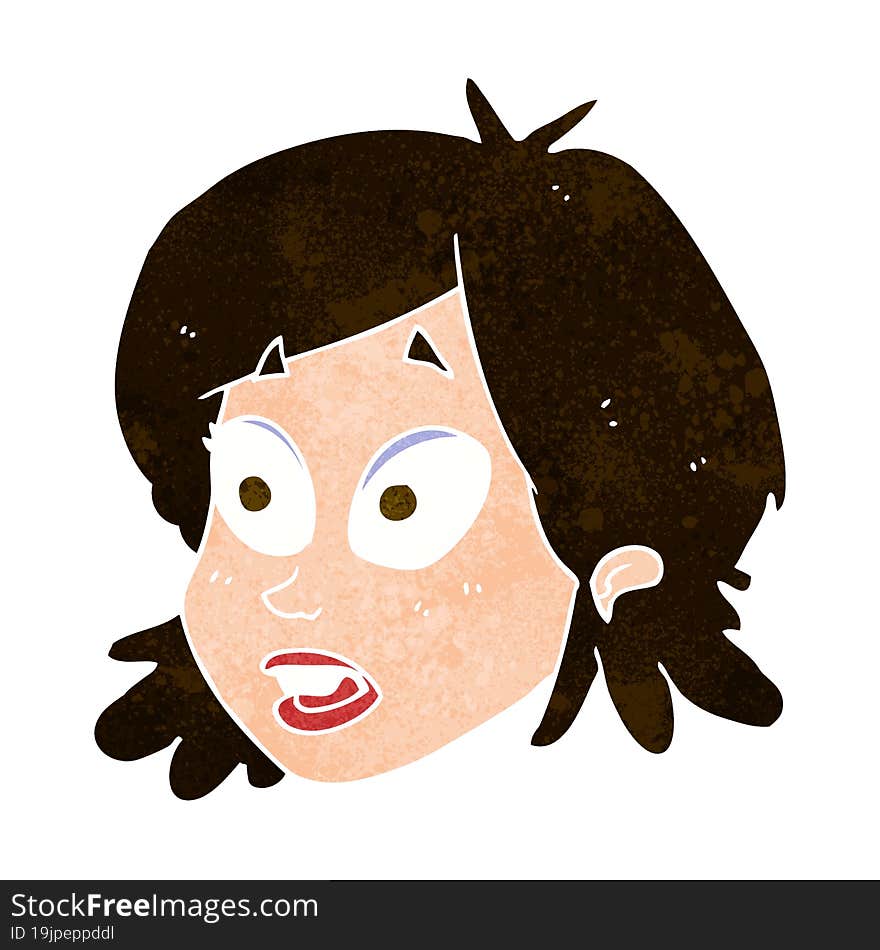 Cartoon Female Face With Surprised Expression