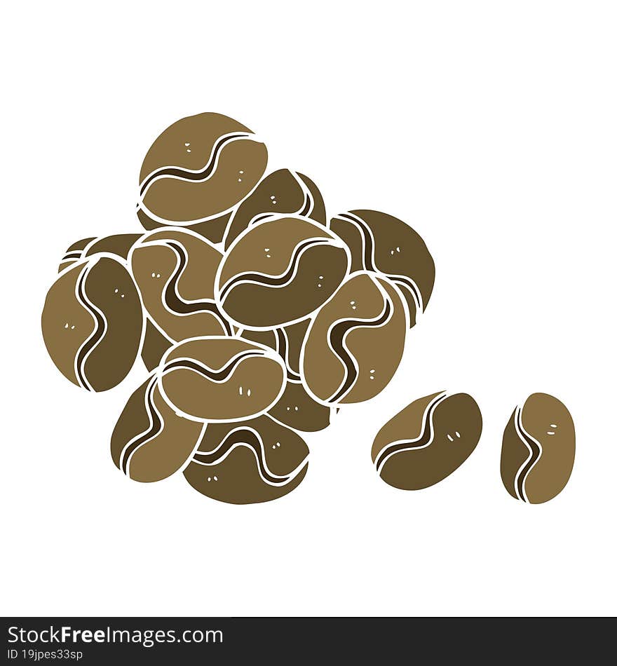 Flat Color Illustration Of A Cartoon Coffee Beans