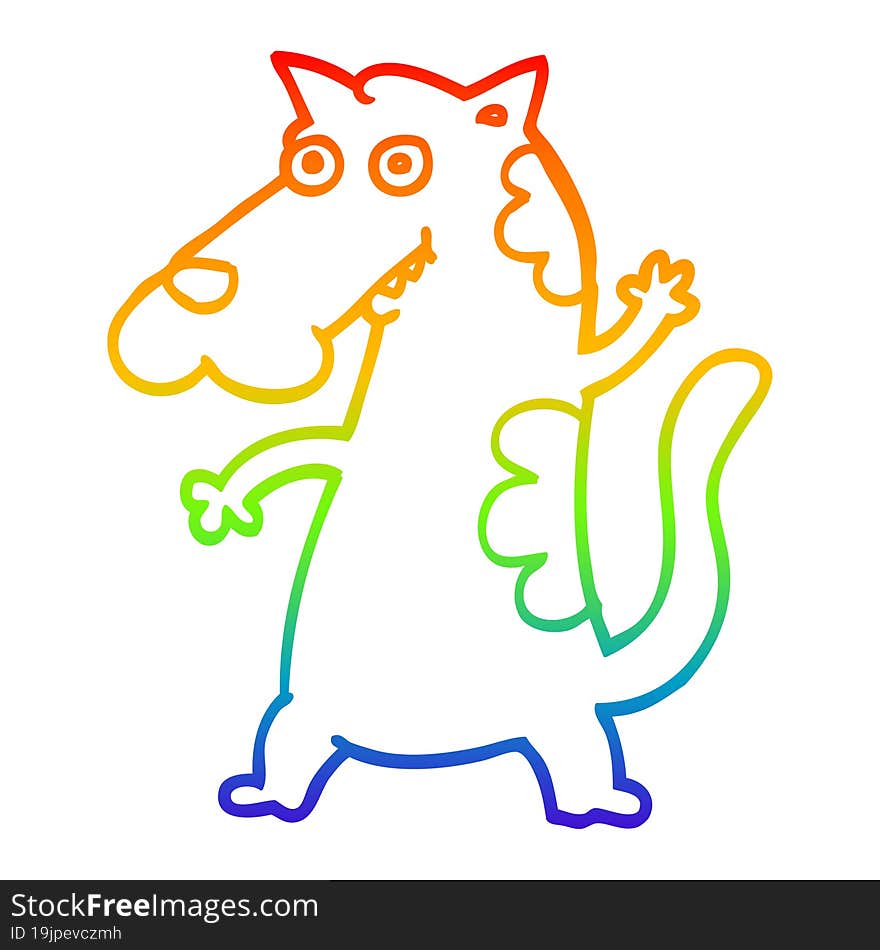 rainbow gradient line drawing of a cartoon dog