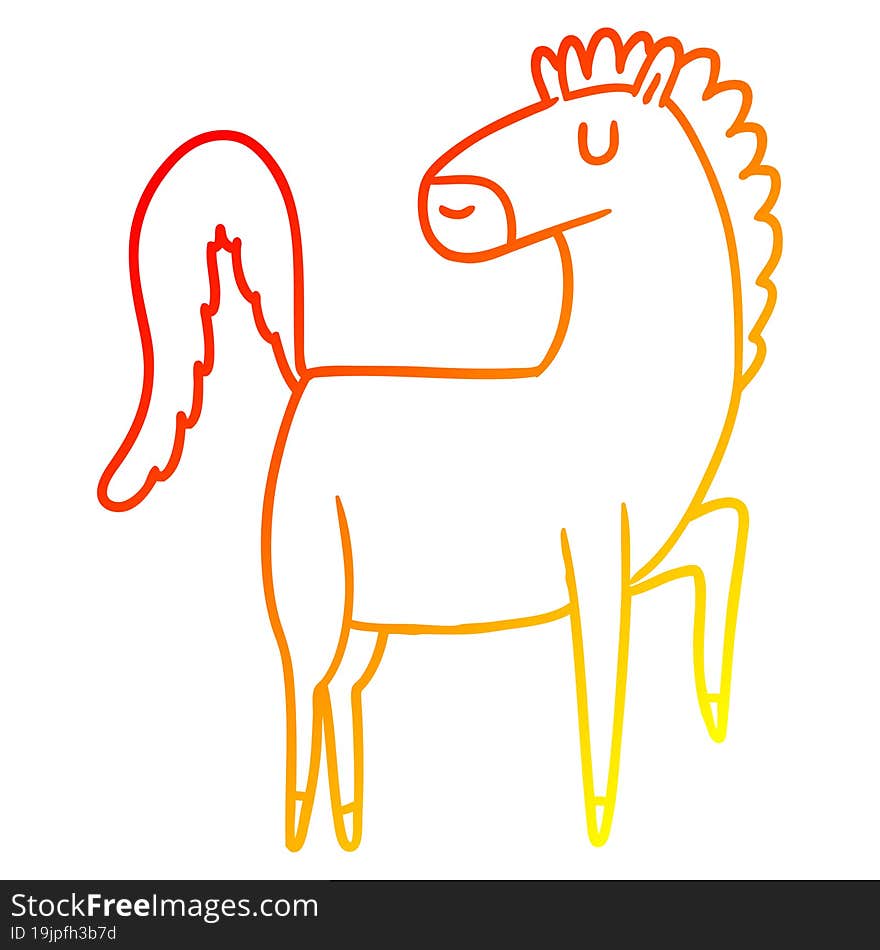 warm gradient line drawing happy cartoon horse