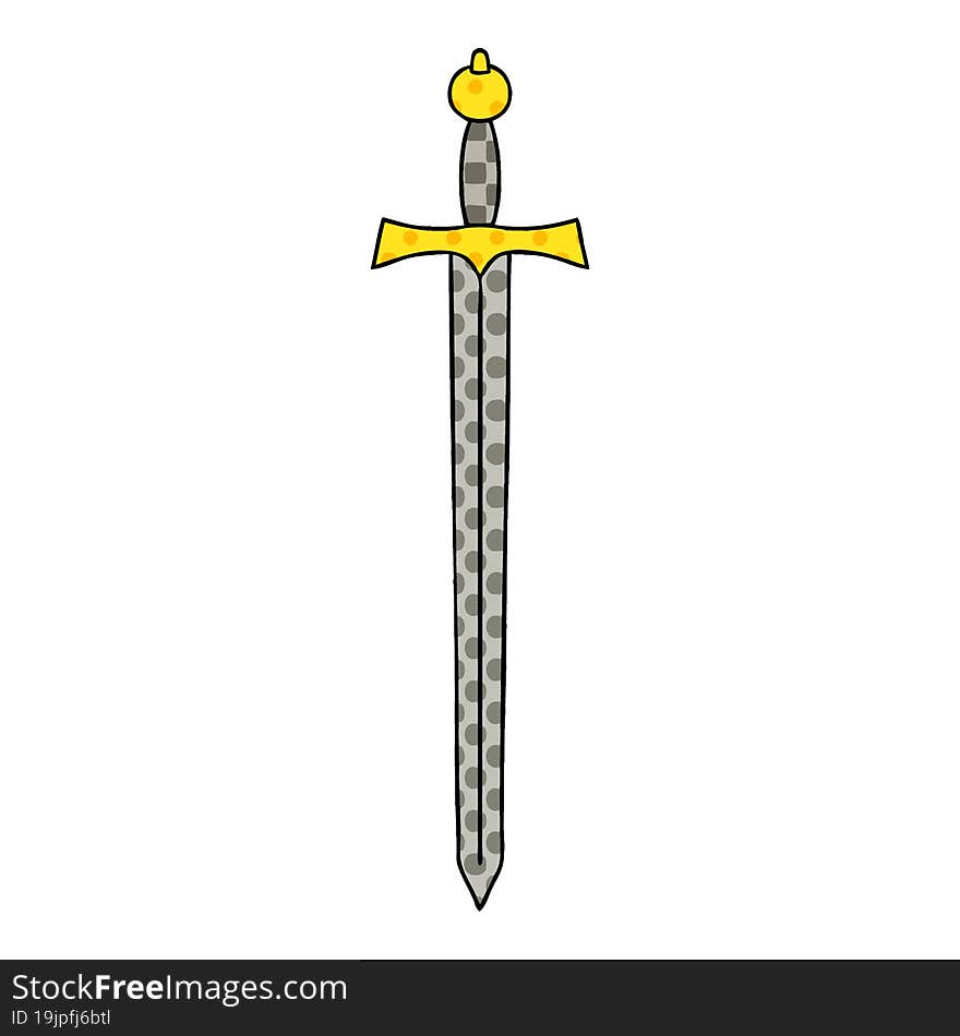 Quirky Comic Book Style Cartoon Sword