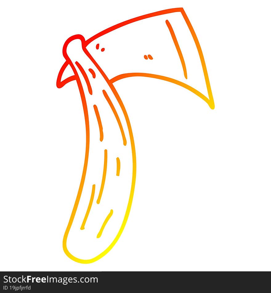 warm gradient line drawing cartoon sharp axe