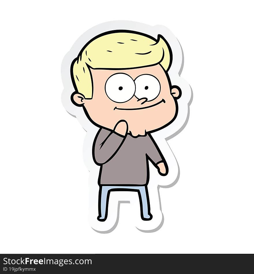 sticker of a cartoon happy man