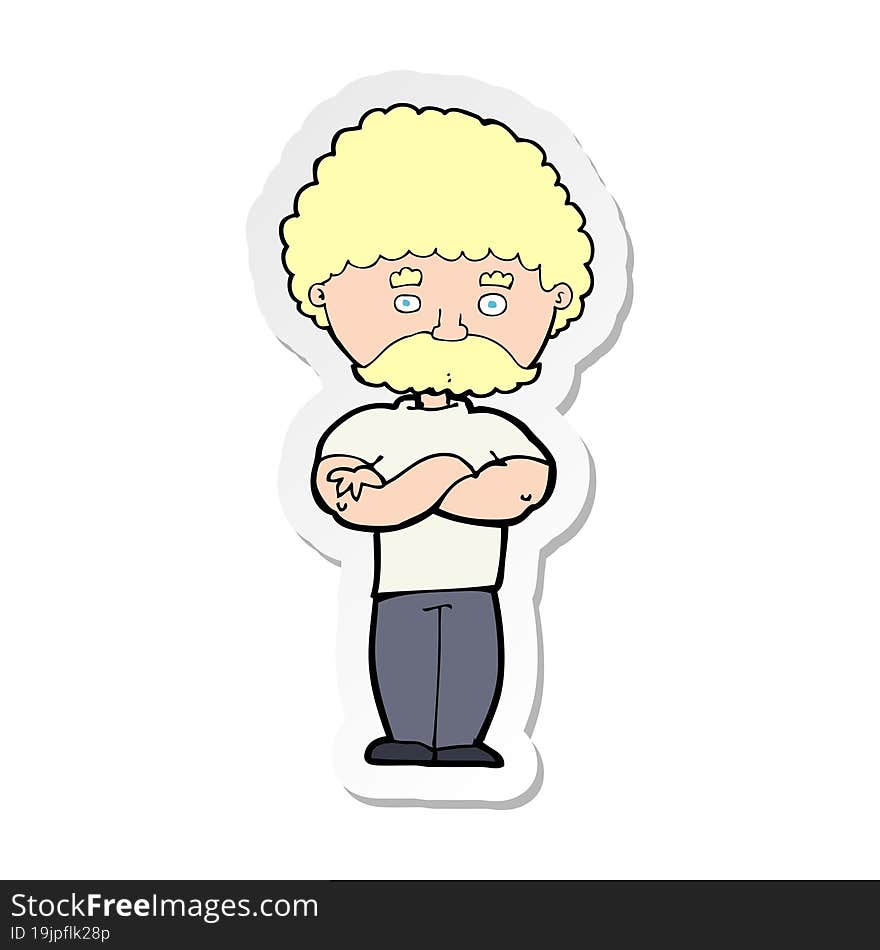 sticker of a cartoon dad with folded arms