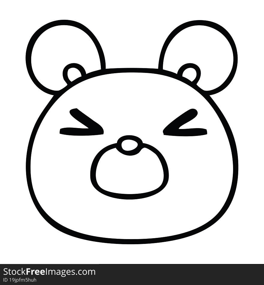 line drawing quirky cartoon mouse face. line drawing quirky cartoon mouse face