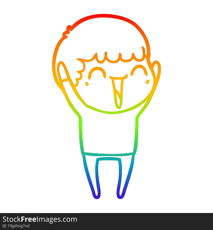 Rainbow Gradient Line Drawing Cartoon Happy Man